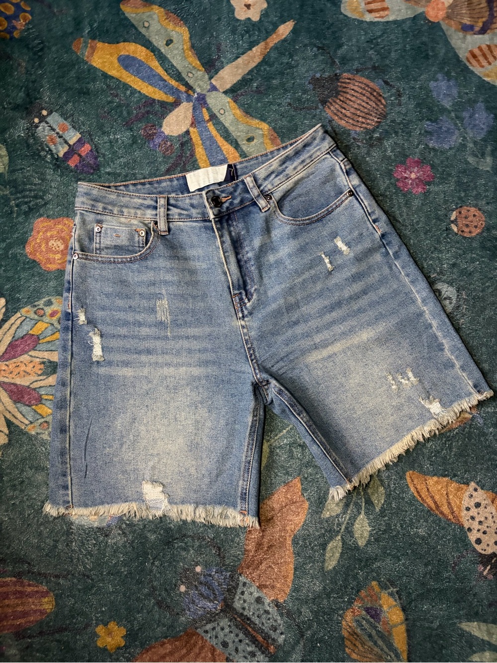 rebels Light Blue Distressed Denim Cutoff Shorts